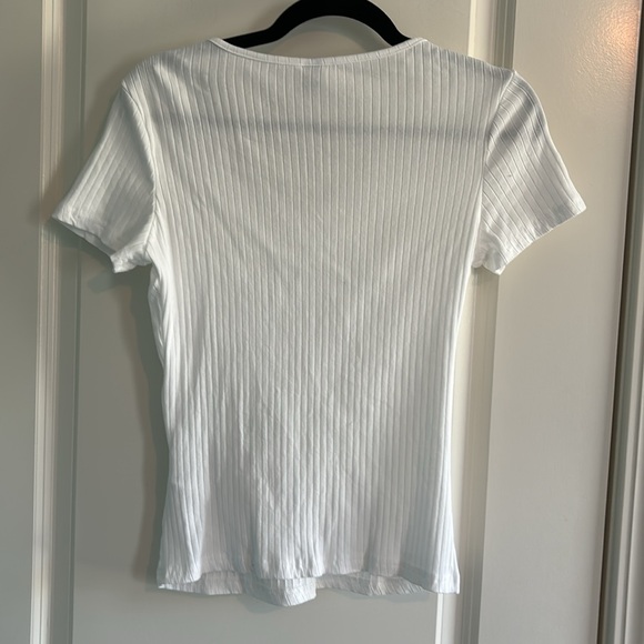 NEW SHEIN Essence Rib Knit Solid Tee in White Size Large - Picture 3 of 7